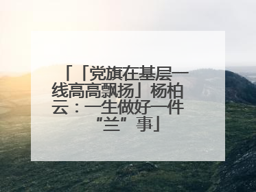 「党旗在基层一线高高飘扬」杨柏云：一生做好一件“兰”事