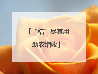 “秸”尽其用 助农增收
