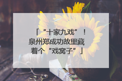 “十家九戏”！泉州郑成功故里藏着个“戏窝子”