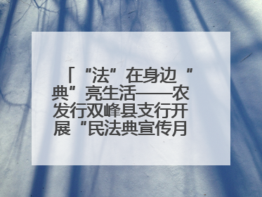 “法”在身边“典”亮生活——农发行双峰县支行开展“民法典宣传月”活动