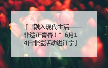 “融入现代生活——非遗正青春！”6月14日非遗活动进江宁