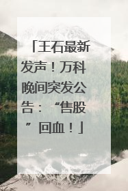 王石最新发声!万科晚间突发公告:“售股”回血!