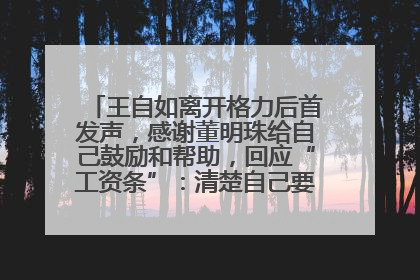 王自如离开格力后首发声，感谢董明珠给自己鼓励和帮助，回应“工资条”：清楚自己要什么，工资条不重要