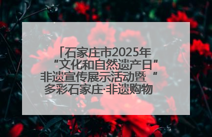 石家庄市2025年“文化和自然遗产日”非遗宣传展示活动暨“多彩石家庄·非遗购物节”倒计时1天