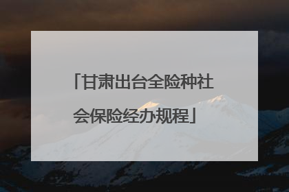 甘肃出台全险种社会保险经办规程