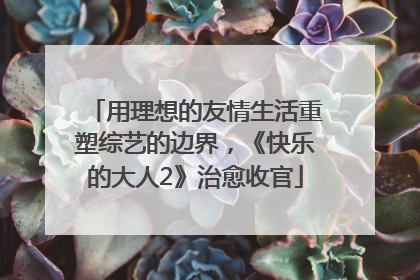 用理想的友情生活重塑综艺的边界，《快乐的大人2》治愈收官