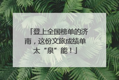 登上全国榜单的济南，这份文旅成绩单太“泉”能！