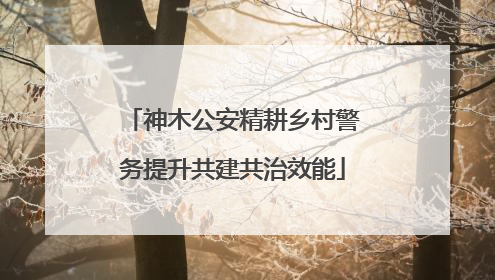 神木公安精耕乡村警务提升共建共治效能