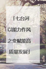 七台河 以能力作风之变赋能高质量发展