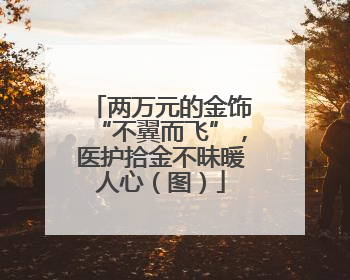 两万元的金饰“不翼而飞”，医护拾金不昧暖人心（图）