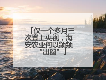 仅一个多月三次登上央视，海安农业何以频频“出圈”