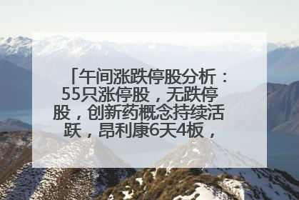 午间涨跌停股分析：55只涨停股，无跌停股，创新药概念持续活跃，昂利康6天4板，众生药业2连板