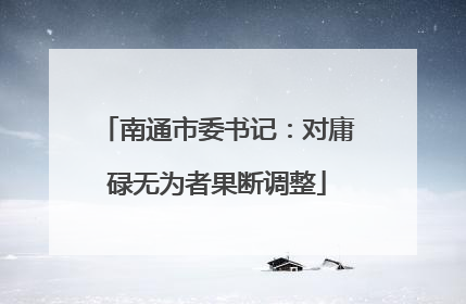 南通市委书记：对庸碌无为者果断调整