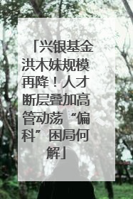 兴银基金洪木妹规模再降！人才断层叠加高管动荡“偏科”困局何解