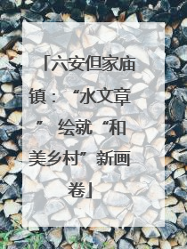 六安但家庙镇：“水文章” 绘就“和美乡村”新画卷