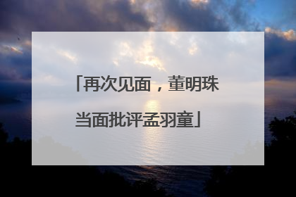 再次见面，董明珠当面批评孟羽童