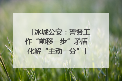 冰城公安：警务工作“前移一步”矛盾化解“主动一分”