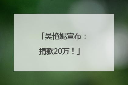 吴艳妮宣布：捐款20万！