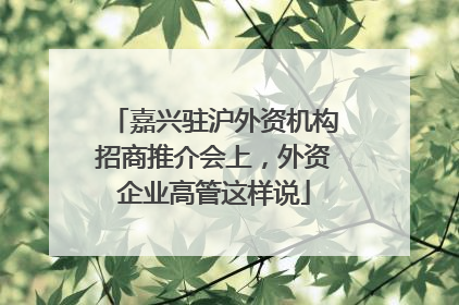 嘉兴驻沪外资机构招商推介会上，外资企业高管这样说