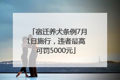 宿迁养犬条例7月1日施行，违者最高可罚5000元