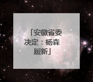 安徽省委决定：杨森履新