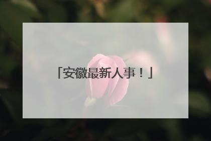 安徽最新人事！