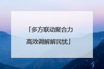 多方联动聚合力 高效调解解民忧