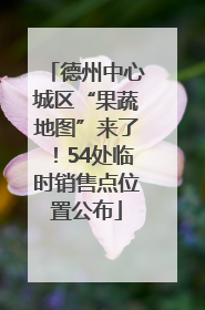 德州中心城区“果蔬地图”来了！54处临时销售点位置公布