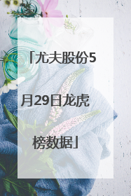 尤夫股份5月29日龙虎榜数据