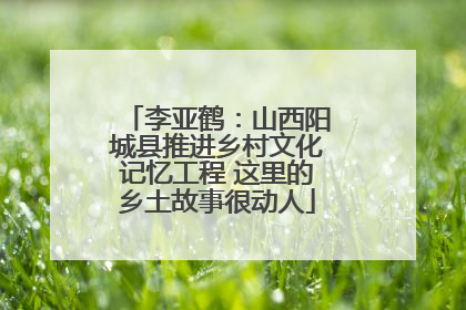 李亚鹤：山西阳城县推进乡村文化记忆工程 这里的乡土故事很动人