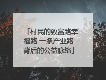 村民的致富路幸福路 一条产业路背后的公益脉络