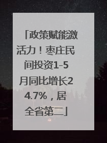 政策赋能激活力！枣庄民间投资1-5月同比增长24.7%，居全省第二