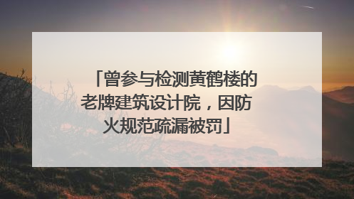 曾参与检测黄鹤楼的老牌建筑设计院，因防火规范疏漏被罚