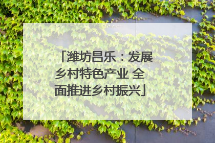 潍坊昌乐：发展乡村特色产业 全面推进乡村振兴