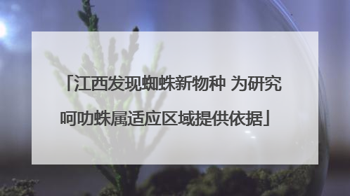 江西发现蜘蛛新物种 为研究呵叻蛛属适应区域提供依据