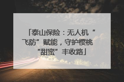 泰山保险：无人机“飞防”赋能，守护樱桃“甜蜜”丰收路