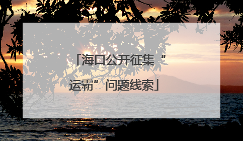 海口公开征集“运霸”问题线索