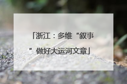 浙江：多维“叙事”做好大运河文章