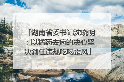 湖南省委书记沈晓明：以猛药去疴的决心坚决刹住违规吃喝歪风
