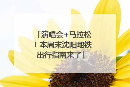 演唱会+马拉松！本周末沈阳地铁出行指南来了