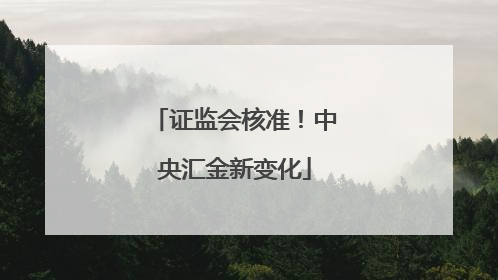 证监会核准！中央汇金新变化