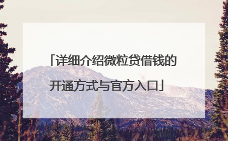 详细介绍微粒贷借钱的开通方式与官方入口