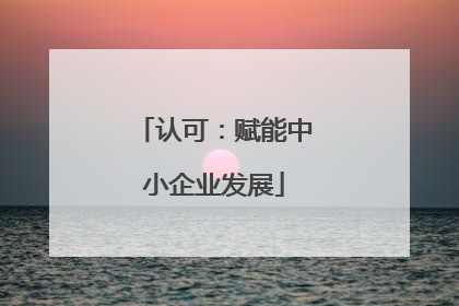 认可：赋能中小企业发展