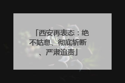 西安再表态：绝不姑息、彻底斩断、严肃追责