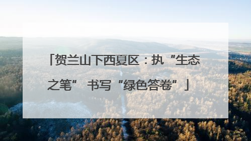 贺兰山下西夏区：执“生态之笔” 书写“绿色答卷”