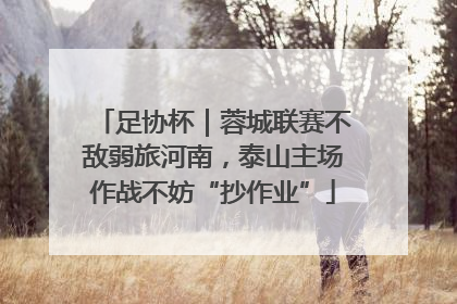 足协杯｜蓉城联赛不敌弱旅河南，泰山主场作战不妨“抄作业”