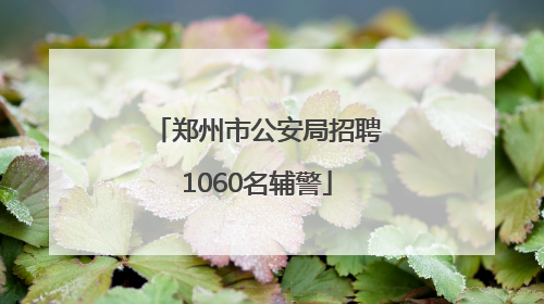 郑州市公安局招聘1060名辅警