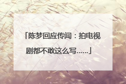 陈梦回应传闻：拍电视剧都不敢这么写……
