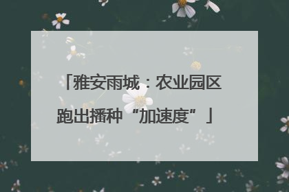雅安雨城：农业园区跑出播种“加速度”