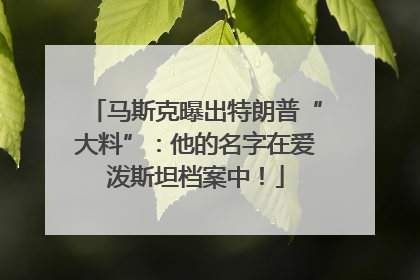 马斯克曝出特朗普“大料”：他的名字在爱泼斯坦档案中！